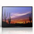 Large abstract wall art depicting the Arizona Sonoran landscape in muted earth tones, framed in black acrylic.