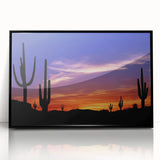 Large abstract wall art depicting the Arizona Sonoran landscape in muted earth tones, framed in black acrylic.