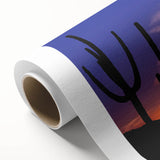 Art deco poster of Sonoran Desert with soft pastel colors on rolled canvas, ideal for nursery wall art.