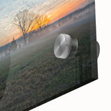 Large abstract wall art depicting Arkansas scenery in muted earth tones on acrylic glass, ideal for dining room ambiance.