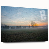 Large abstract wall art of Arkansas scenery in muted earth tones on acrylic glass, ideal for bedroom or dining room decor.