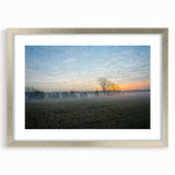 Textured abstract art print depicting the Arkansas landscape in muted earth tones, framed in silver, ideal for bedroom art.