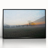 Large abstract wall art featuring vibrant colors and geometric shapes, framed in black acrylic.