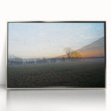 Mid-century modernist art depicting the Arkansas scenery in silver acrylic frame, suitable for nursery wall decor.