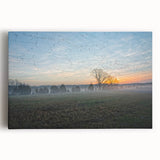 Black and white stretched canvas of Arkansas scenery, ideal for kitchen wall art.