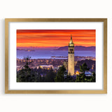 Extra large textured abstract art print of California landscape in muted earth tones, framed in gold.