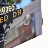 Large abstract wall art of Beverly Hills landscape in muted earth tones on acrylic glass, ideal for dining room ambiance.