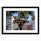 Extra large abstract art print of Beverly Hills with vibrant, colorful textures on a framed black mat.