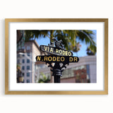 Extra large abstract art print of Beverly Hills scenery in muted earth tones on a textured canvas, framed with a gold mat.