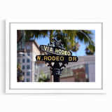 Abstract art print depicting the Beverly Hills skyline in muted pastel shades, framed in white.