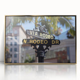 Framed acrylic print of Beverly Hills scenery in gold tones, fitting for modern art wall decor or nursery art.