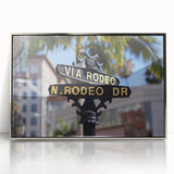 Mid-century modernist art of Beverly Hills in muted earth tones, acrylic print framed in silver.