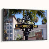 Black and white framed canvas depicting a vintage Beverly Hills landscape, ideal for bedroom wall decor.