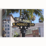 Black and white photograph of Beverly Hills on stretched canvas, suited as large kitchen wall art.