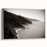 Framed canvas of Big Sur landscape in colorful hues, ideal for enhancing a living room's ambiance.