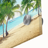 Large abstract wall art depicting the Catalina coastline in muted earth tones on acrylic glass, ideal for dining room art.