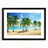 Extra large abstract art print of colorful, textured scenery of Catalina, California on a framed black mat.