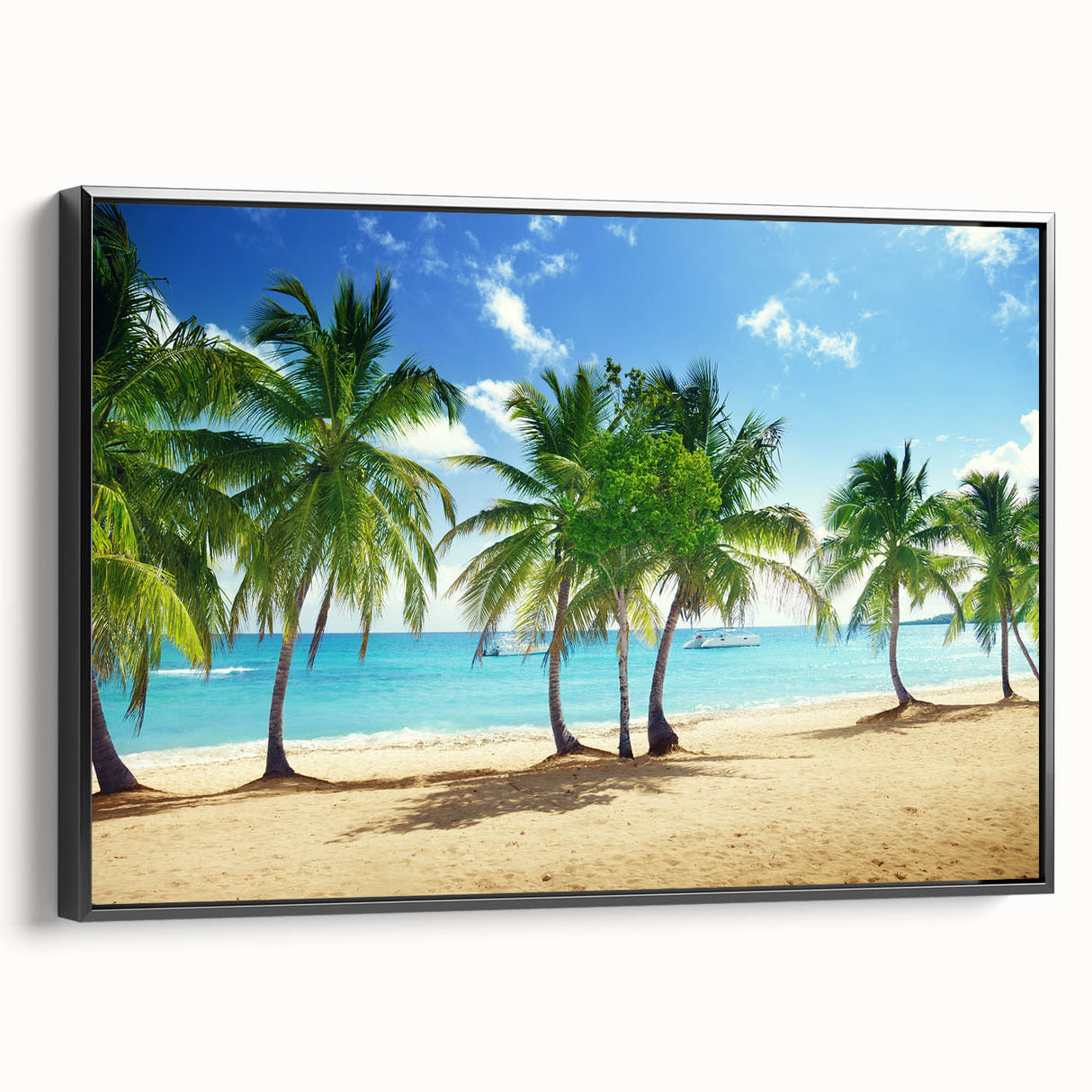 Black and white framed canvas depicting a vintage Catalina, California landscape, ideal for bedroom wall decor.