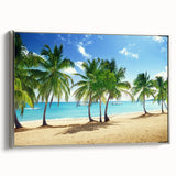 Framed canvas depicting a vintage-style California landscape with vibrant colors on a black background.