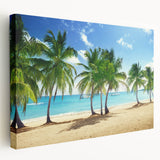 Side view of a stretched canvas featuring a serene Catalina, California landscape in soft pastel colors.