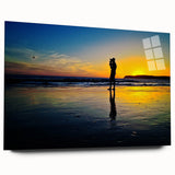 Large abstract depiction of Coronado, California on acrylic glass, featuring muted blue and gray tones.