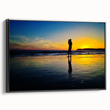 Black and white landscape art painting of Coronado, California on framed canvas, ideal for bedroom wall decor.