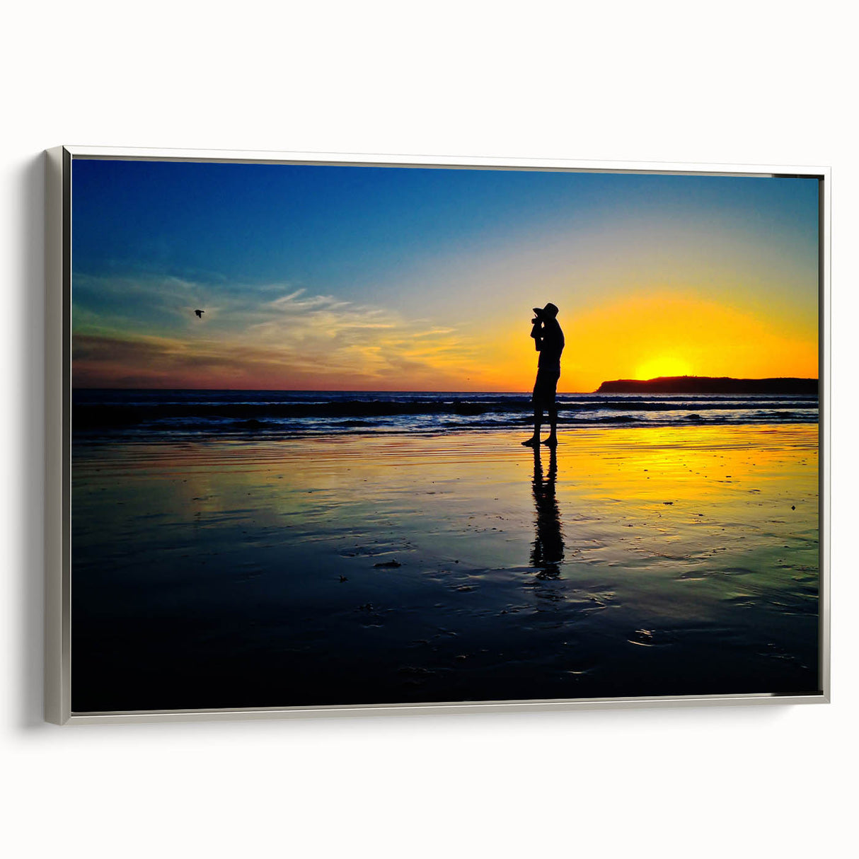 Landscape art painting of Coronado, California on a framed canvas.