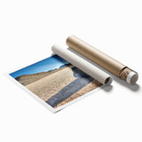 Extra large rolled print depicting a serene Death Valley landscape in muted earth tones, ideal for classy bathroom wall art.