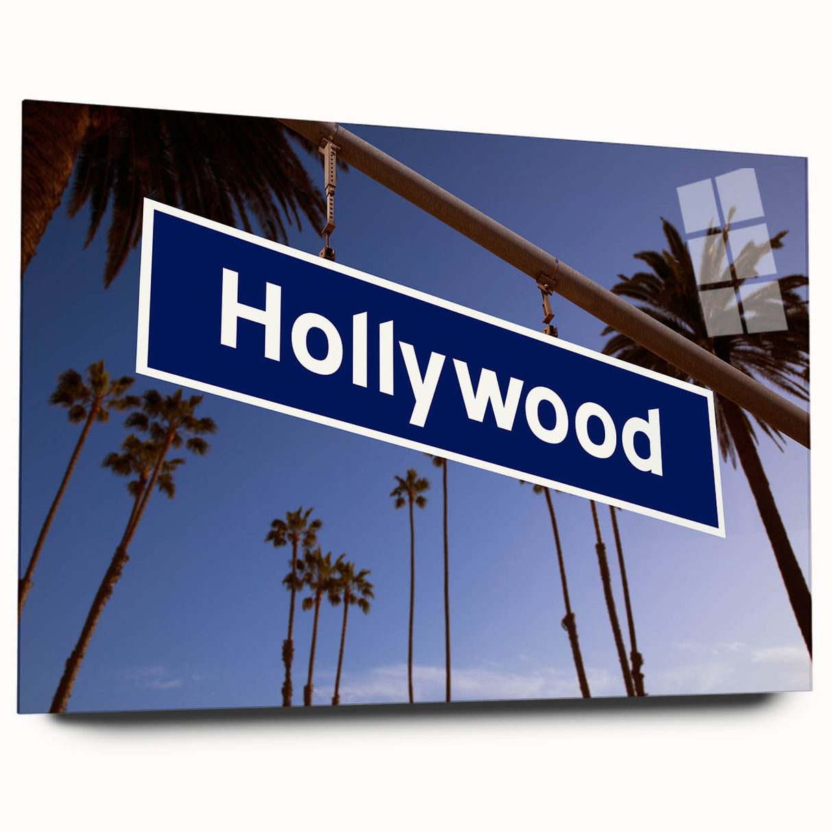 Acrylic print of large abstract Hollywood, California scenery in muted earth tones, ideal for bedroom or dining room art.