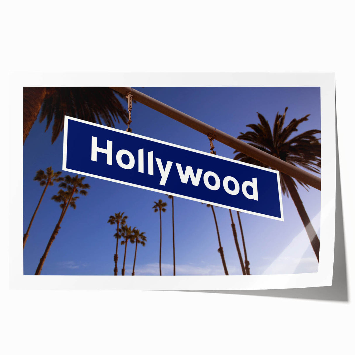 Extra large rolled print of Hollywood, California scenery with vibrant sunset colors, ideal for art wall dining room.