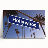 Black and white stretched canvas of Hollywood, California scenery, ideal for kitchen wall art.