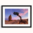 Colorful abstract art print of Joshua Tree, featuring vibrant hues on a textured canvas, framed in black.