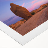 Art deco poster of Joshua Tree landscape in muted earth tones on rolled canvas, suitable for dining room wall art.