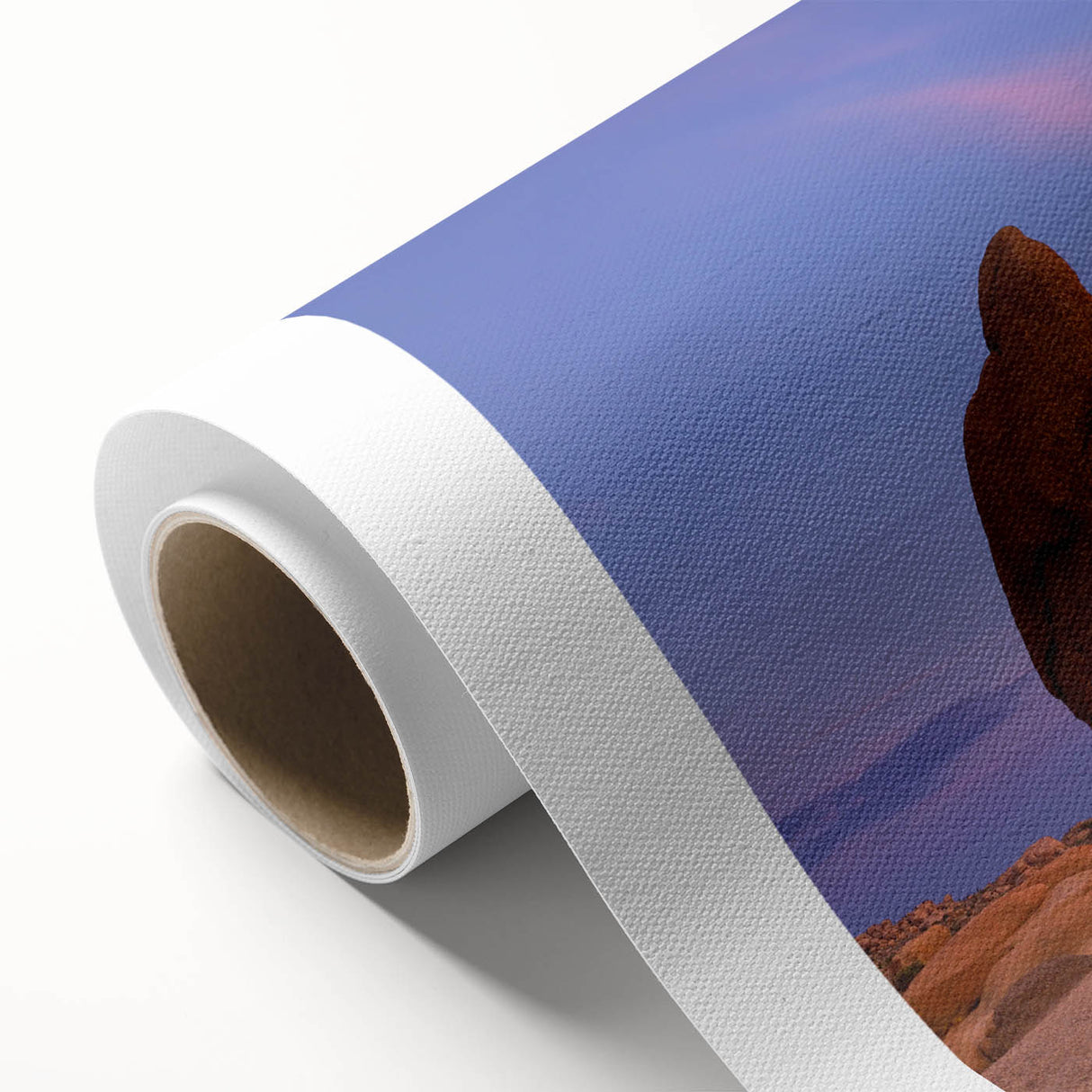 Art deco poster of Joshua Tree scenery in muted earth tones on rolled canvas, ideal for nursery wall art.