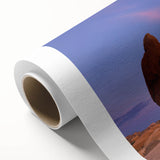 Art deco poster of Joshua Tree scenery in muted earth tones on rolled canvas, ideal for nursery wall art.