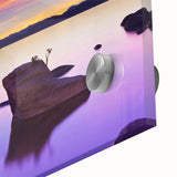 Large abstract depiction of Lake Tahoe in muted blue and green tones on acrylic glass.