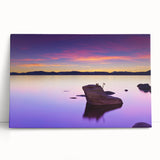 Black and white photograph of Lake Tahoe on stretched canvas, ideal for kitchen wall art or bedroom ambiance.