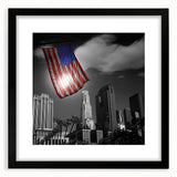 Extra large framed abstract art print of colorful Los Angeles scenery in textured style, suitable for living room decor.