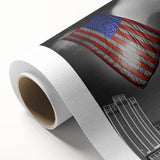 Art deco poster of Los Angeles skyline in pastel shades on rolled canvas, ideal for nursery wall art.