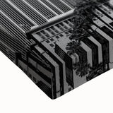 Large art of Los Angeles landscape in black and white on stretched canvas, ideal for bedroom wall decor.