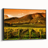 Black and white landscape art painting of Napa Valley on a framed canvas, ideal for bedroom wall decor.