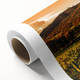 Art Deco-style poster of Napa Valley landscape in soft pastel colors, printed on rolled canvas.