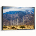 Black and white landscape art painting of Palm Springs on a framed canvas, ideal for bedroom decor.
