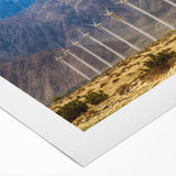 Art deco poster of Palm Springs with pastel color palette on rolled canvas, suitable for dining room wall art.