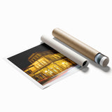 Extra large rolled print of Sacramento scenery with floral elements in soft pastel shades.