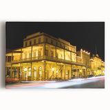 Large black and white photo of Sacramento skyline on stretched canvas, suitable for kitchen wall art.