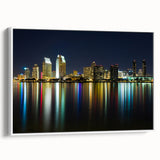 Vintage poster art of San Diego scenery on framed canvas, featuring vibrant colors, ideal for living room decor.