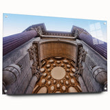 Acrylic print of San Francisco skyline in muted blue and gray tones, suitable for dining room or bedroom decor.