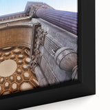 Extra large framed canvas of San Francisco scenery in black with colorful, textured highlights.