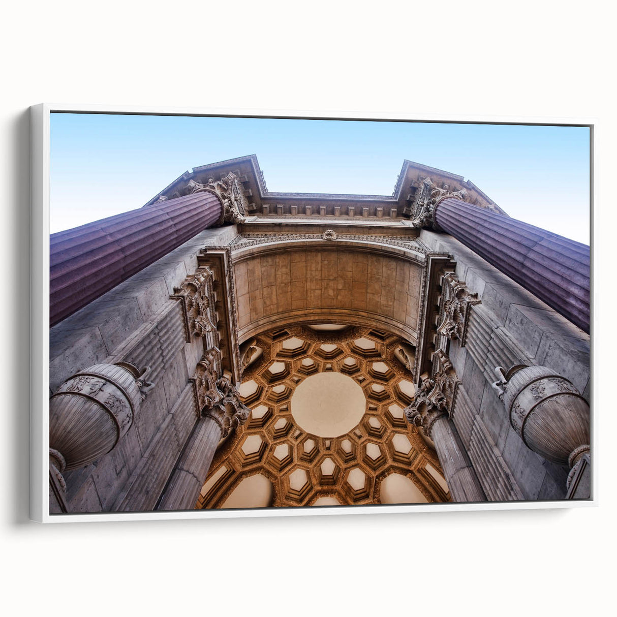 Vintage poster art of San Francisco, featuring colorful, extra large canvas with black frame, suitable for living room decor.